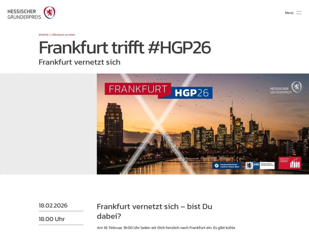 Hessischer Gründerpreis: Frankfurt trifft #HGP26 website