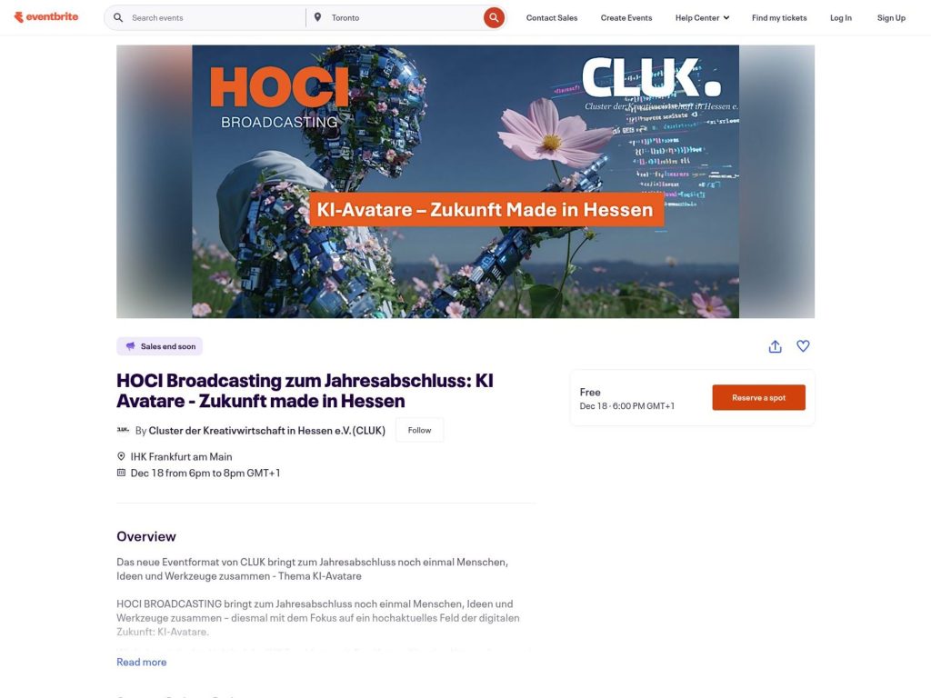 HOCI Broadcasting zum Jahresabschluss: KI Avatare - Zukunft made in Hessen - Event screenshot