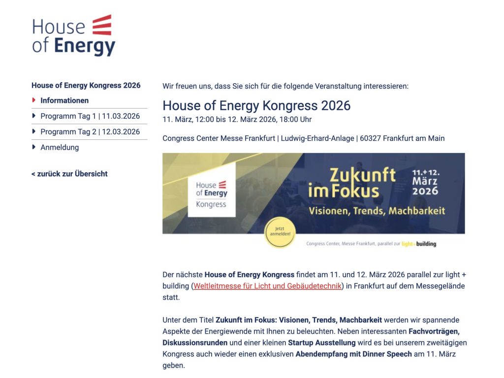 House of Energy Kongress 2026 website
