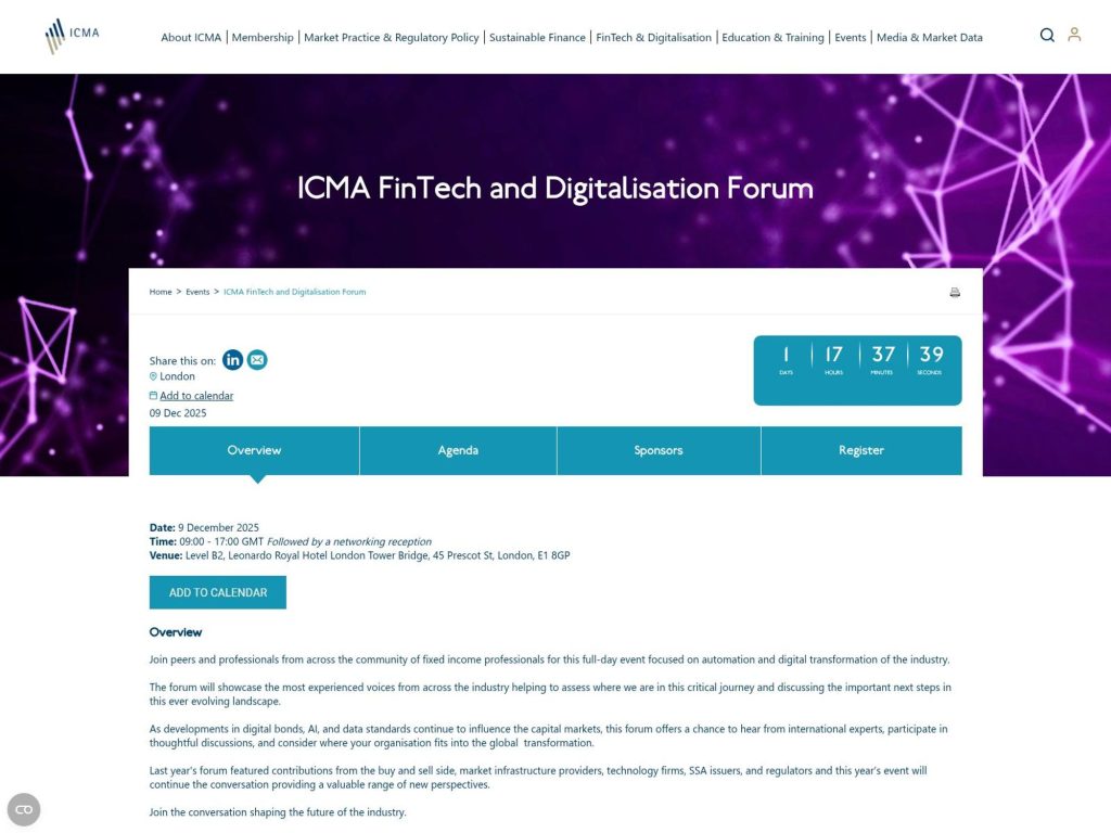 ICMA FinTech and Digitalisation Forum image