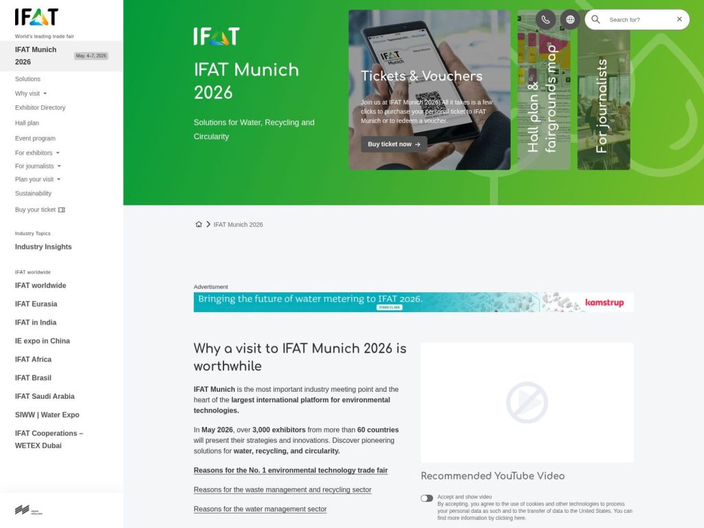 IFAT Munich 2026 website