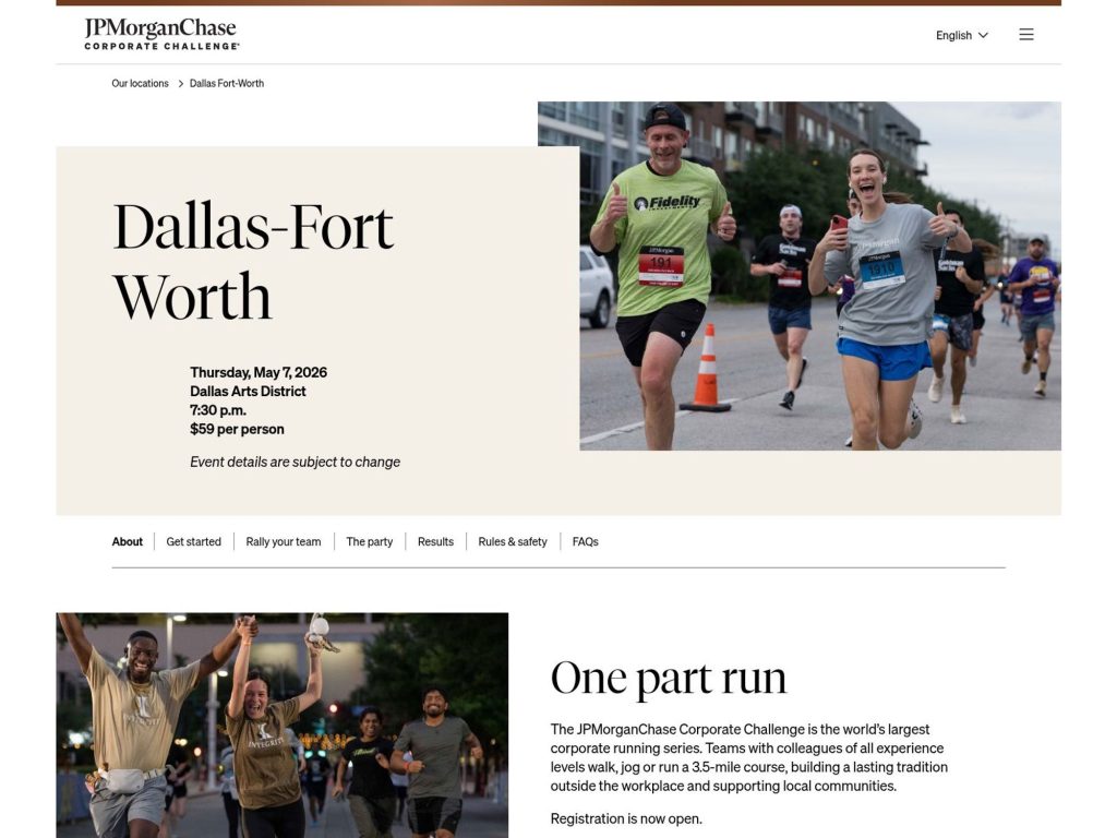 JPMorganChase Corporate Challenge Dallas-Fort Worth 2026 website