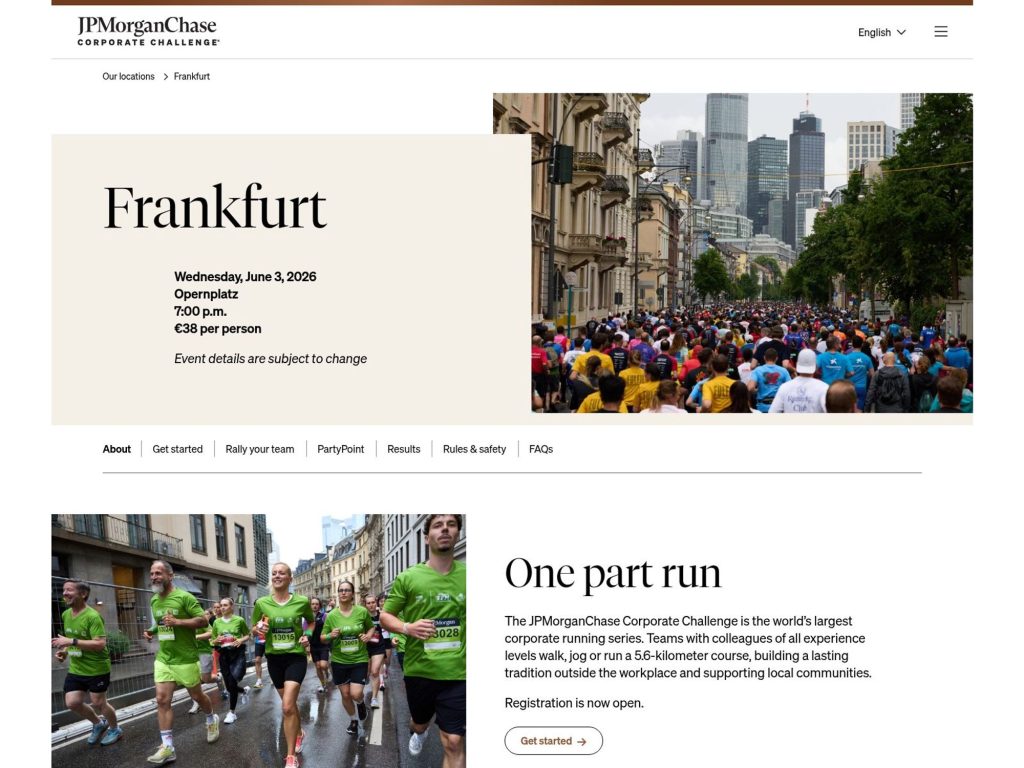 JPMorganChase Corporate Challenge Frankfurt 2026 website