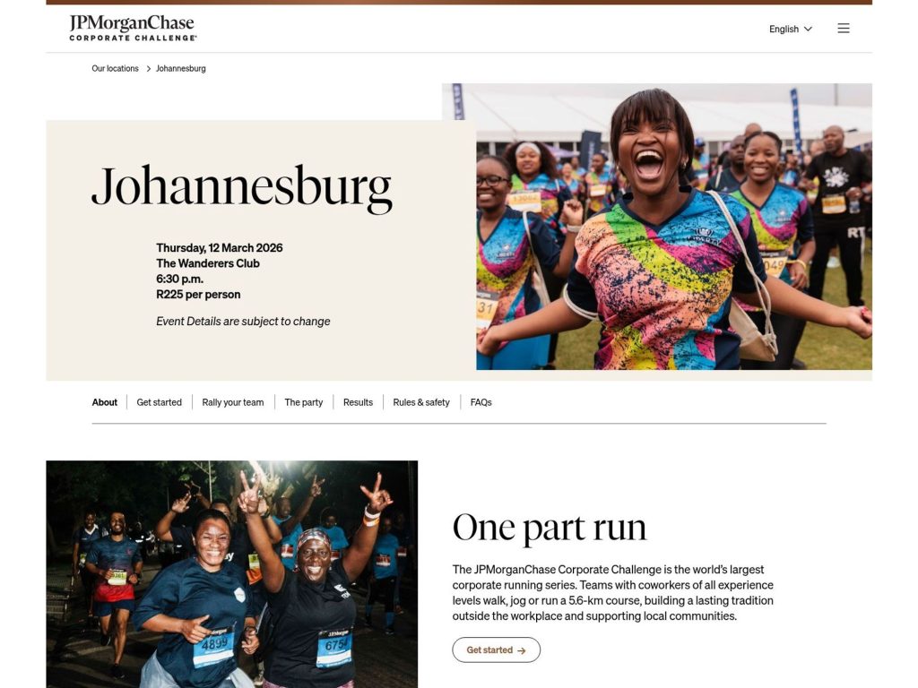 JPMorganChase Corporate Challenge Johannesburg 2026 website