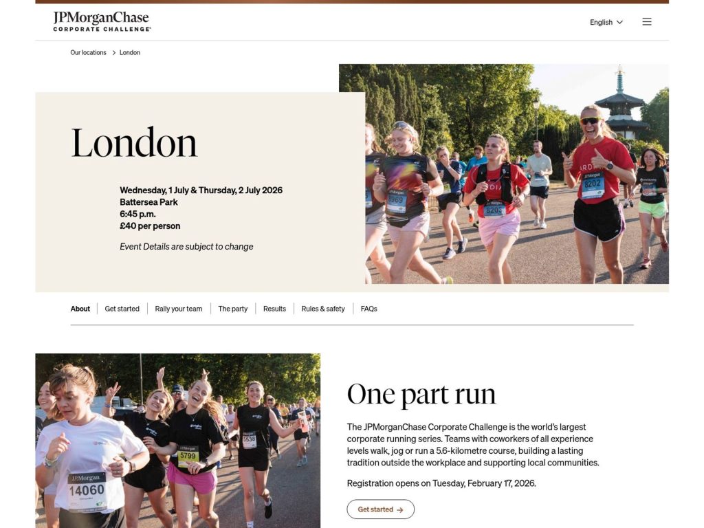 JPMorganChase Corporate Challenge London 2026 website