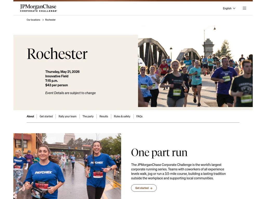 JPMorganChase Corporate Challenge Rochester 2026 website