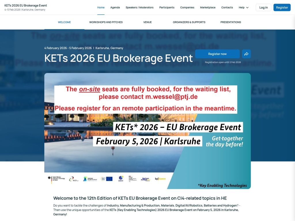 KETs 2026 EU Brokerage Event - Key Enabling Technologies Brokerage Event