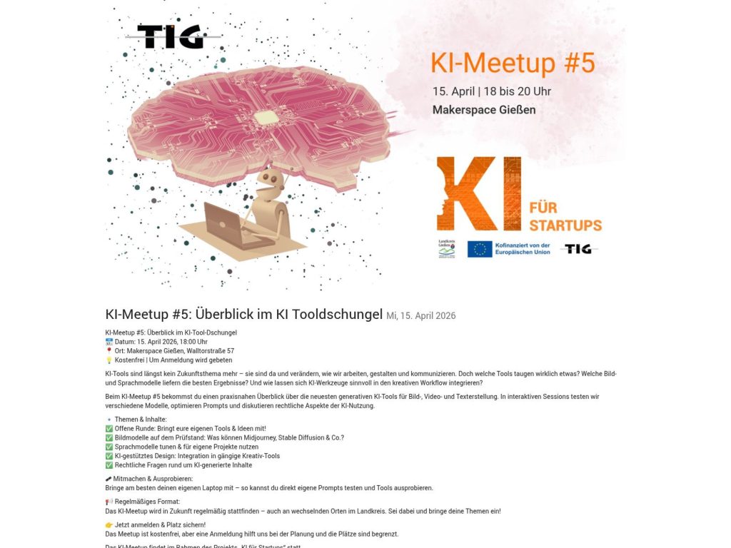 KI-Meetup #5: Überblick im KI Tooldschungel website