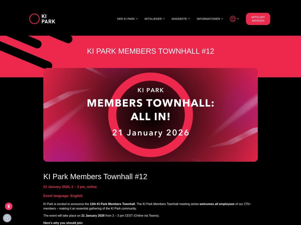 KI Park Members Townhall #12 - Event screenshot