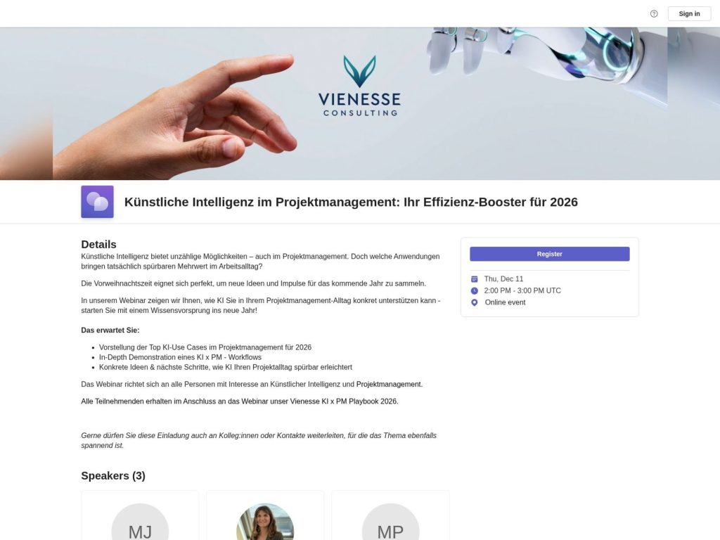 Künstliche Intelligenz im Projektmanagement: Ihr Effizienz-Booster für 2026 - Event screenshot