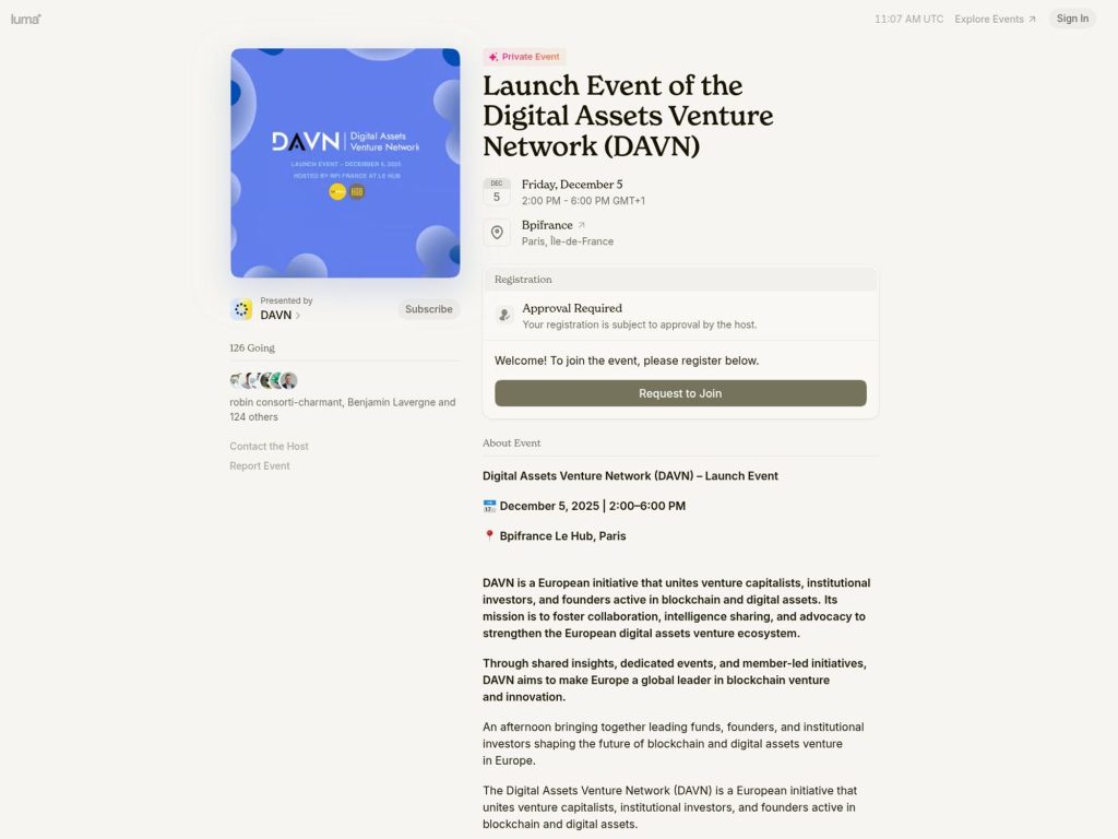 Launch Event of the Digital Assets Venture Network (DAVN) - Digital Assets Venture Network (DAVN) – Launch Event - Event screenshot