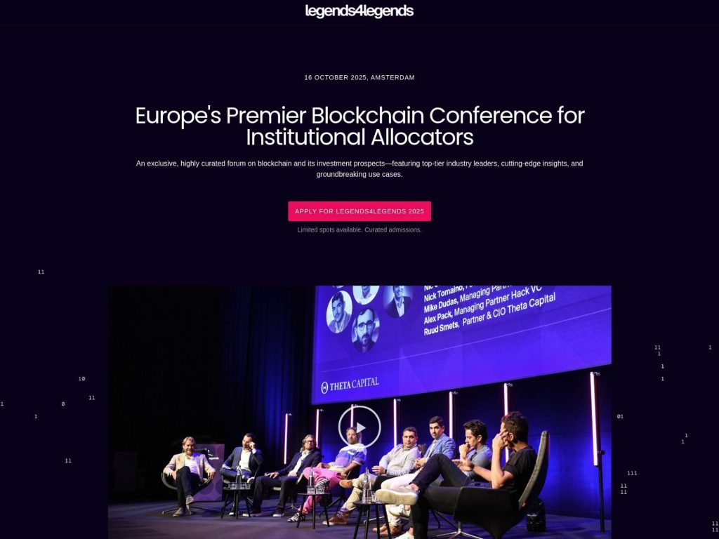 Legends4Legends Blockchain Conference - Europe's Premier Blockchain Conference for Allocators - Event screenshot