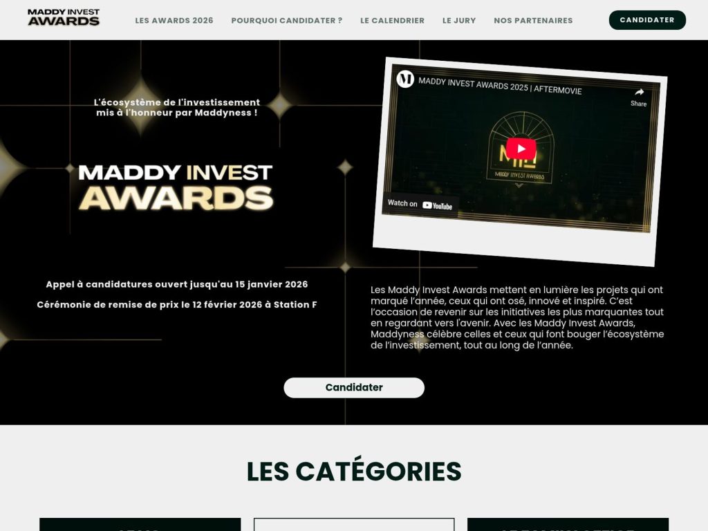Les Maddy Invest Awards website