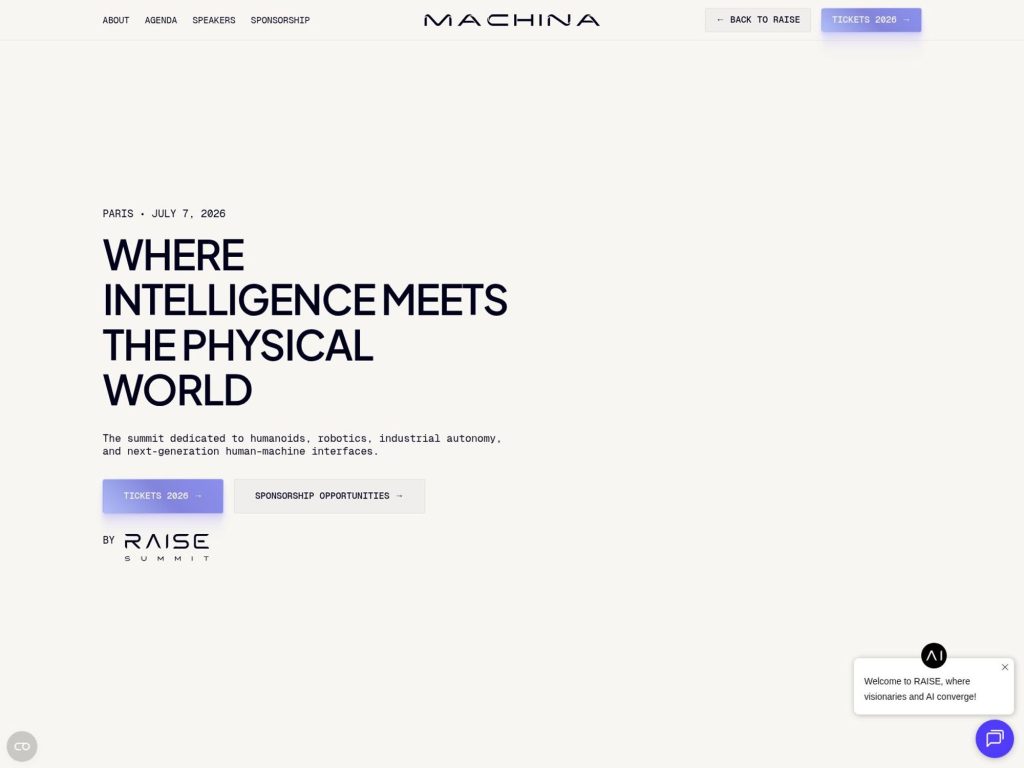 Machina 2026 by RAISE website