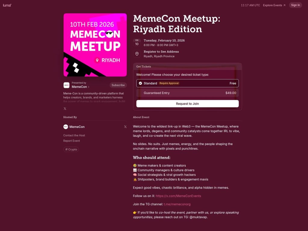 MemeCon Meetup Riyadh Edition website