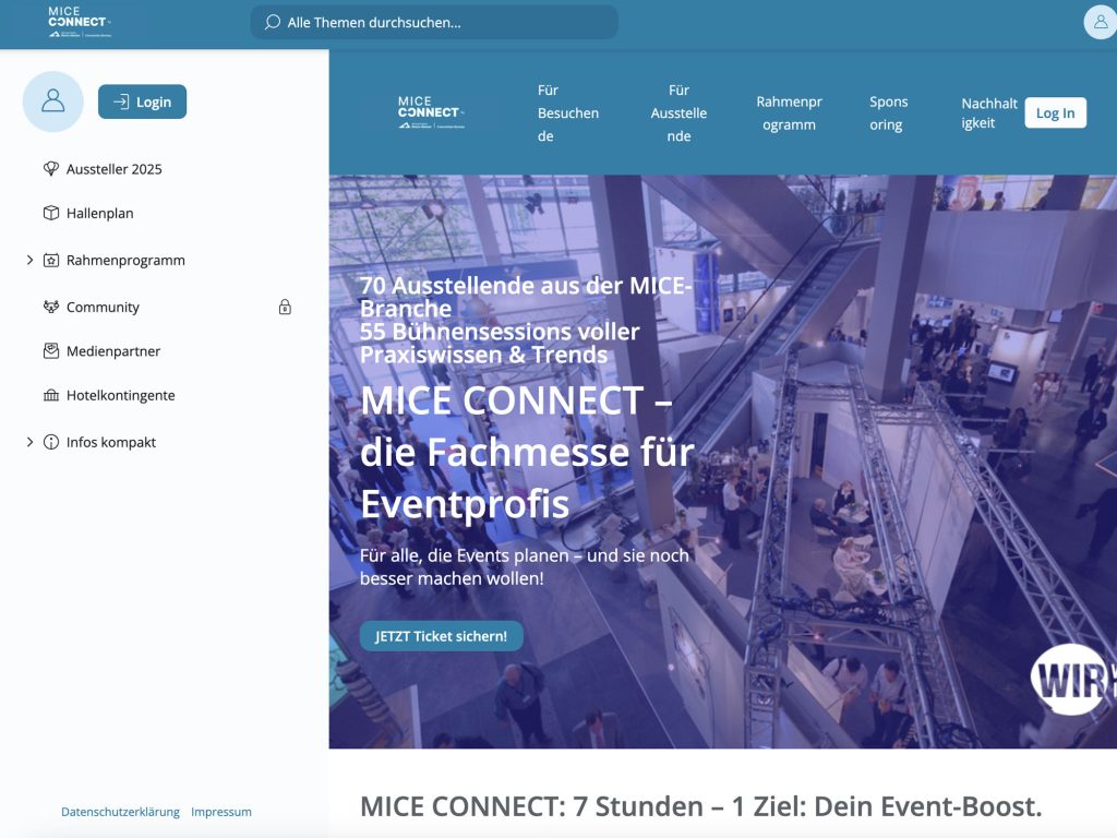 MICE CONNECT - Die Fachmesse für Eventprofis - Event screenshot