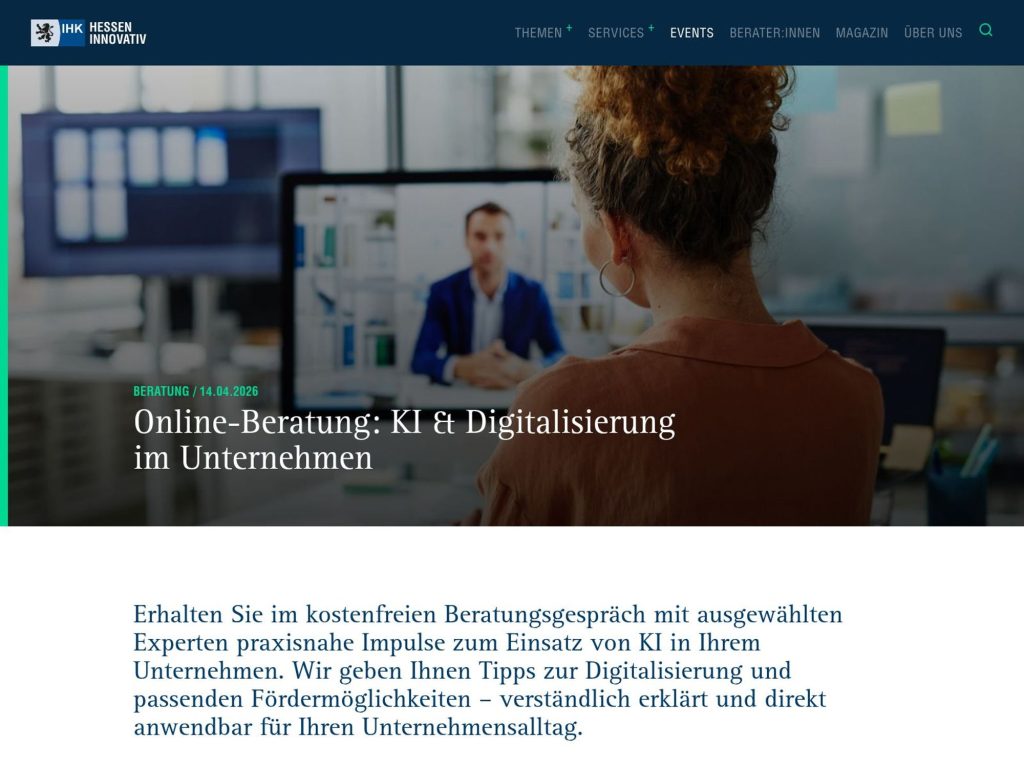 Online-Beratung: KI & Digitalisierung im Unternehmen website