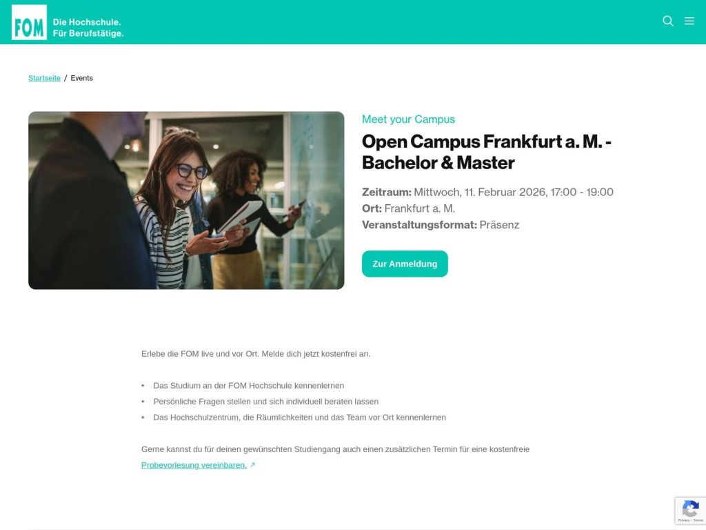 Open Campus Frankfurt a. M. - Bachelor & Master website