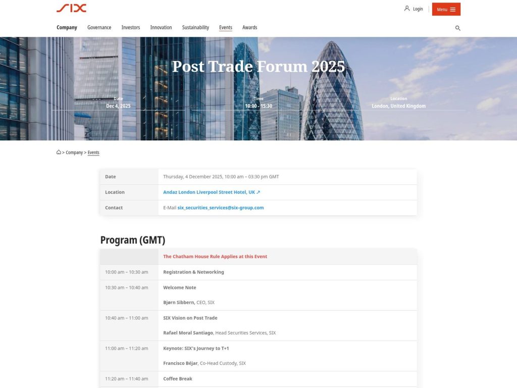 Post Trade Forum 2025 - Event screenshot