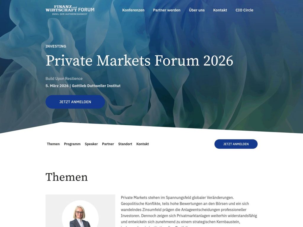 Private Markets Forum 2026 website