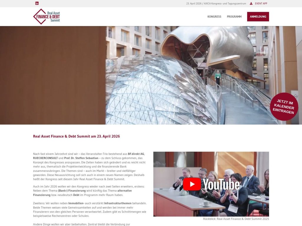 Real Asset Finance & Debt Summit website
