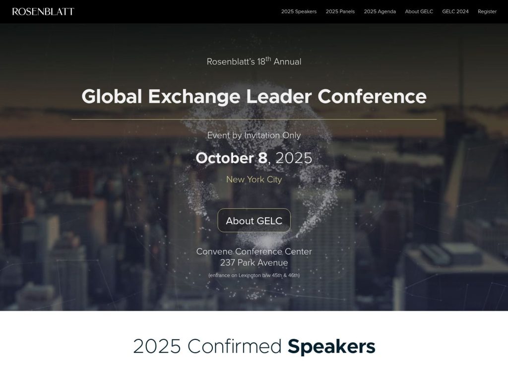 Rosenblatt Global Exchange Leader Conference - Bringing together senior figures from the European trading and markets communities - Event screenshot