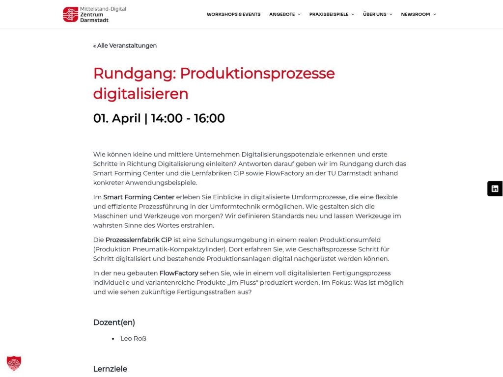 Rundgang: Produktionsprozesse digitalisieren website