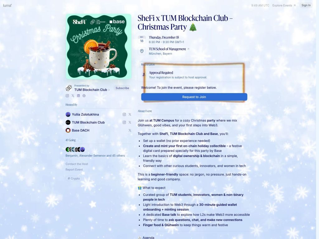 SheFi x TUM Blockchain Club – Christmas Party 🎄 image