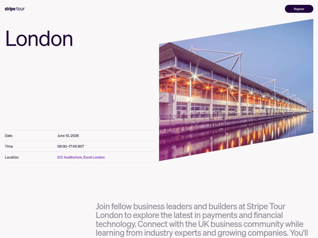 Stripe Tour London 2026 website