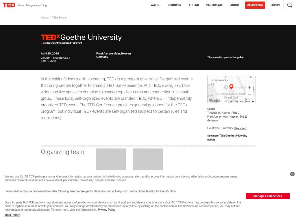 TEDx Goethe University website