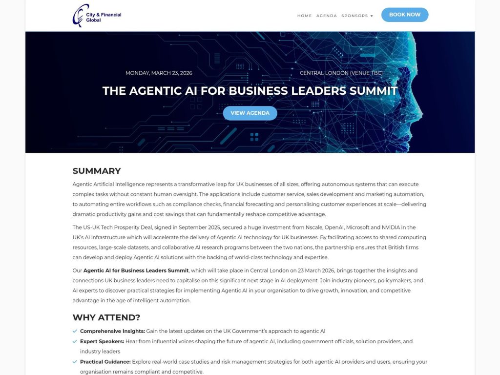The Agentic AI for Business Leaders Summit website