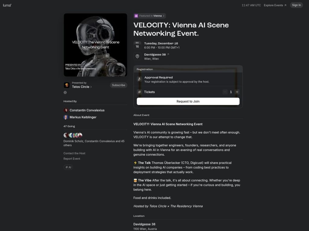 VELOCITY: Vienna AI Scene Networking Event. image