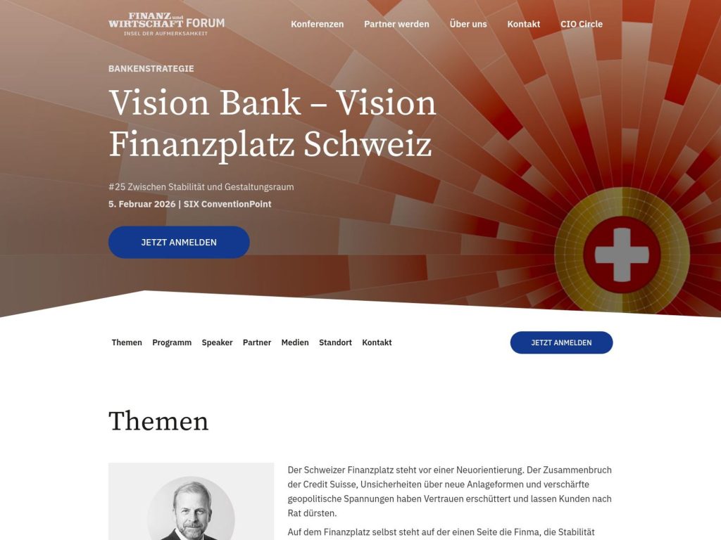 Vision Bank - Vision Finanzplatz Schweiz website
