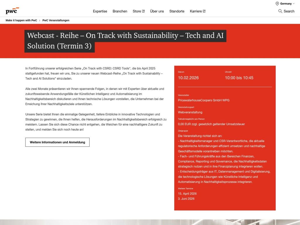 Webcast - Reihe – On Track with Sustainability – Tech and AI image