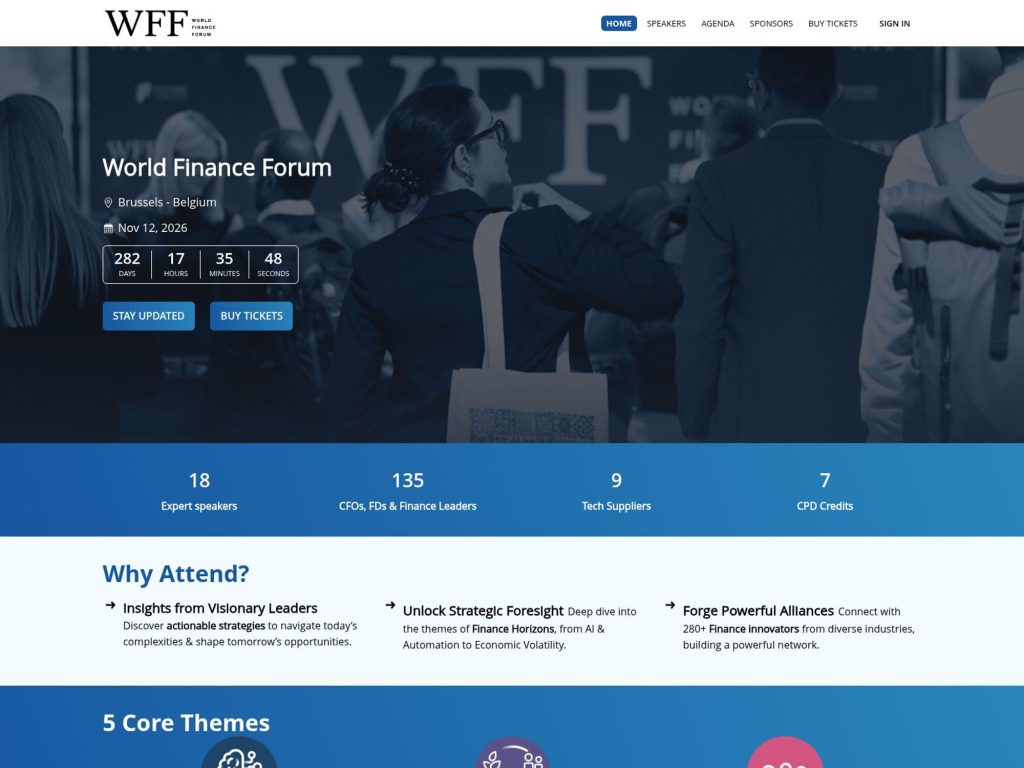 World Finance Forum Brussels website