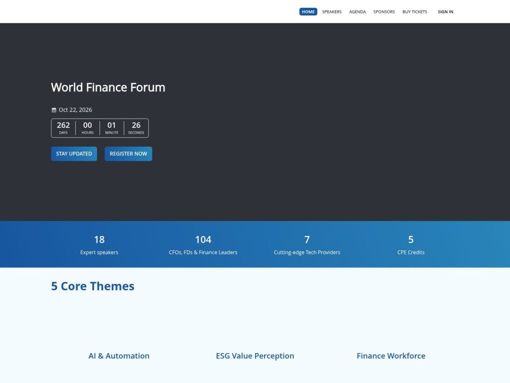 World Finance Forum Chicago website
