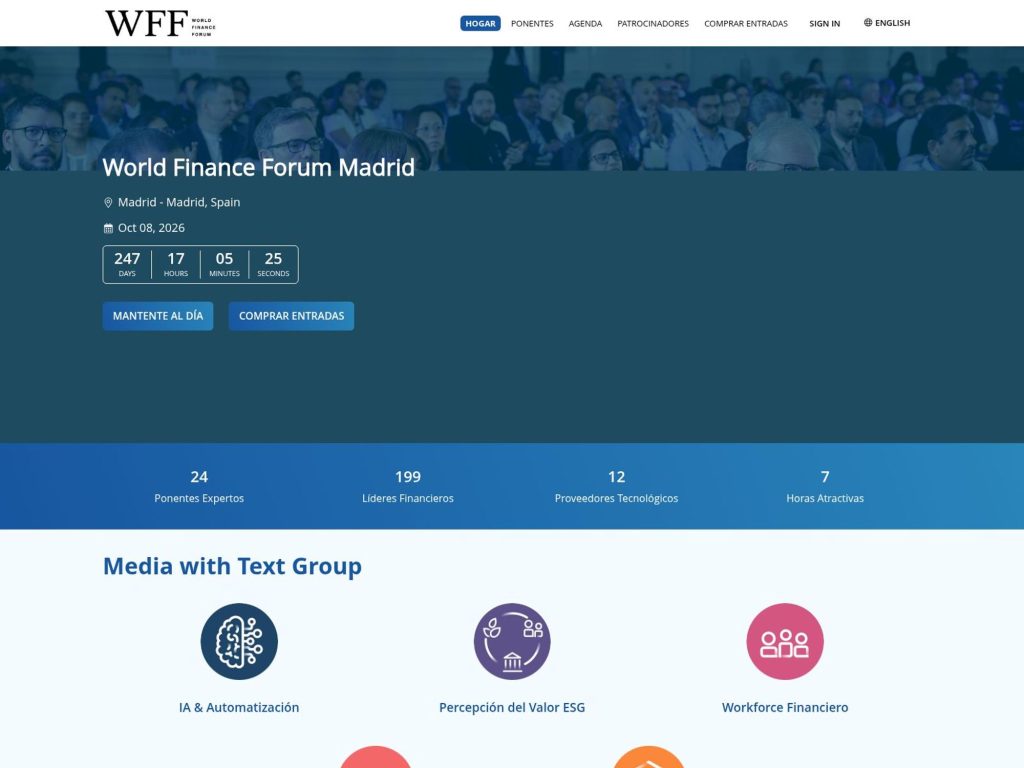 World Finance Forum Madrid website