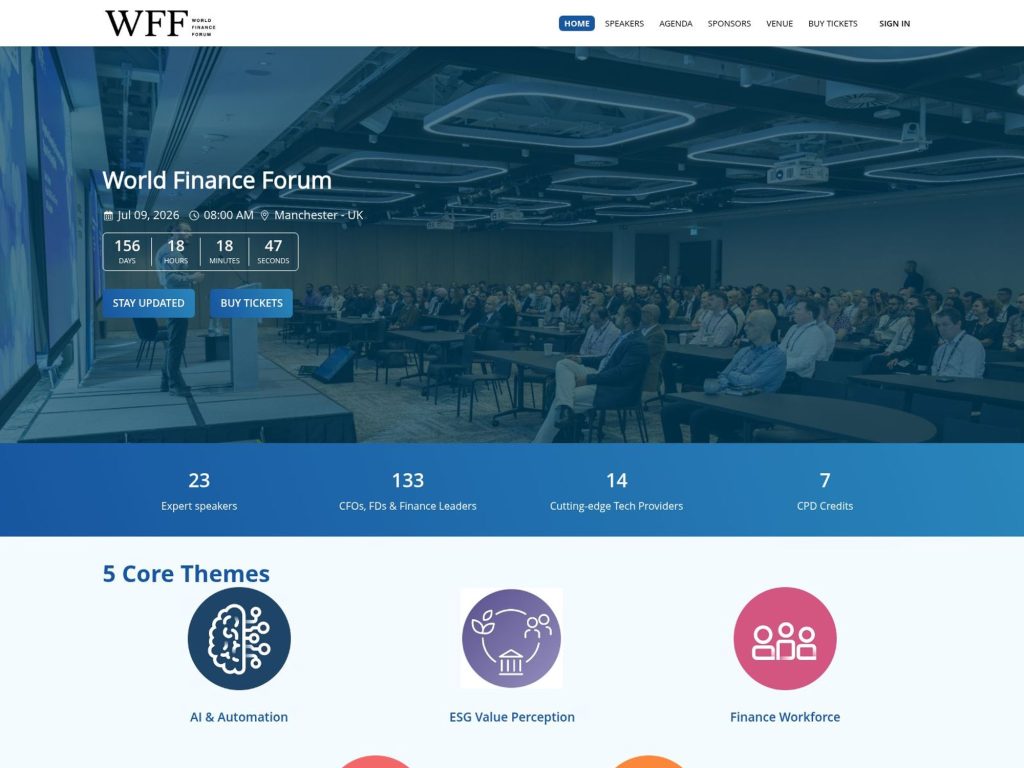 World Finance Forum Manchester website