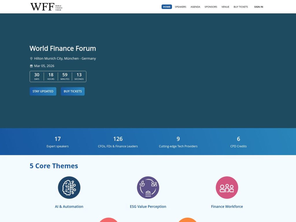 World Finance Forum Munich website