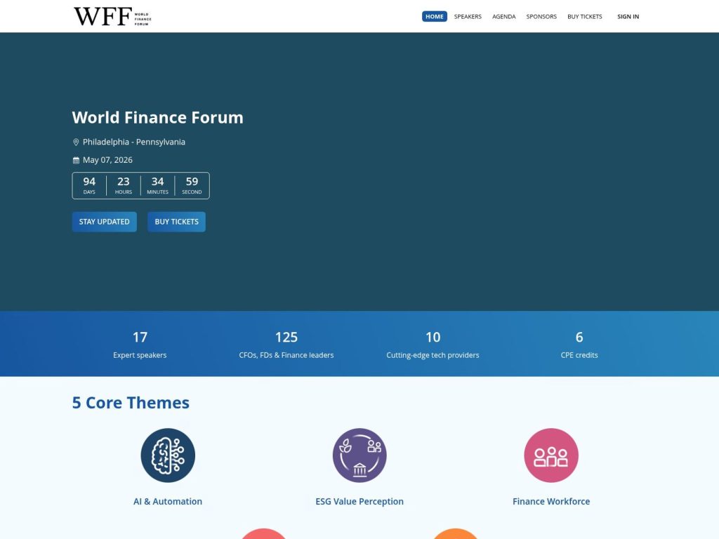 World Finance Forum Philadelphia website