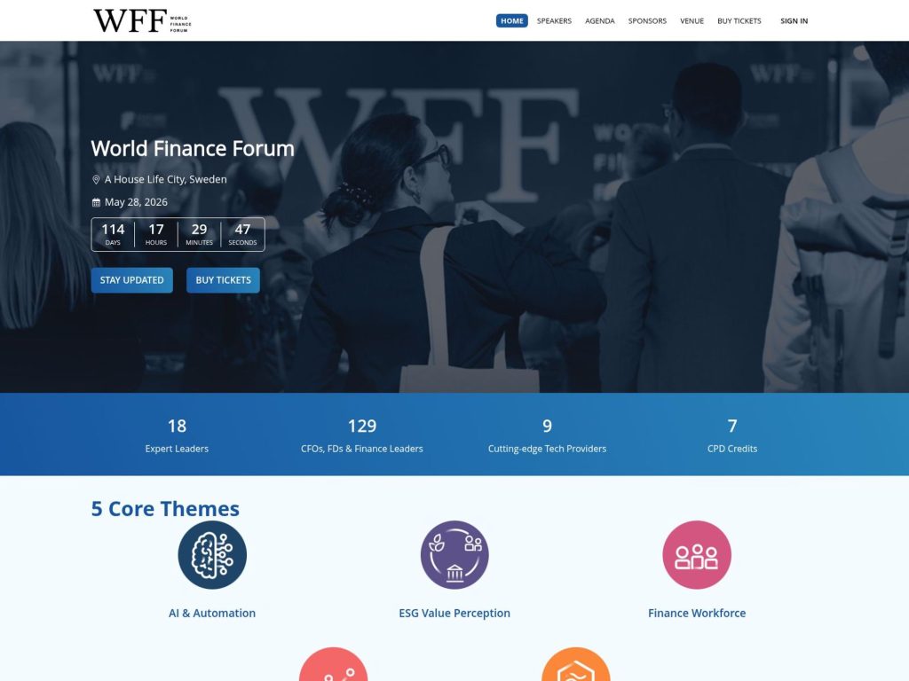 World Finance Forum Stockholm website