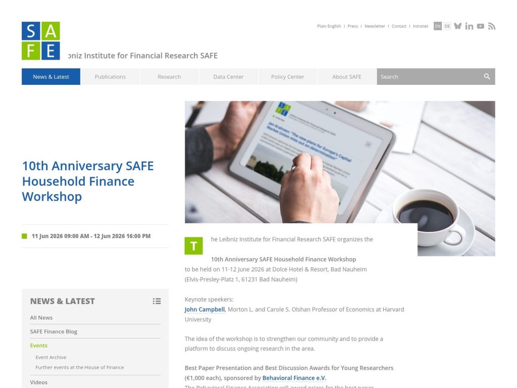 10th Anniversary SAFE Household Finance Workshop website