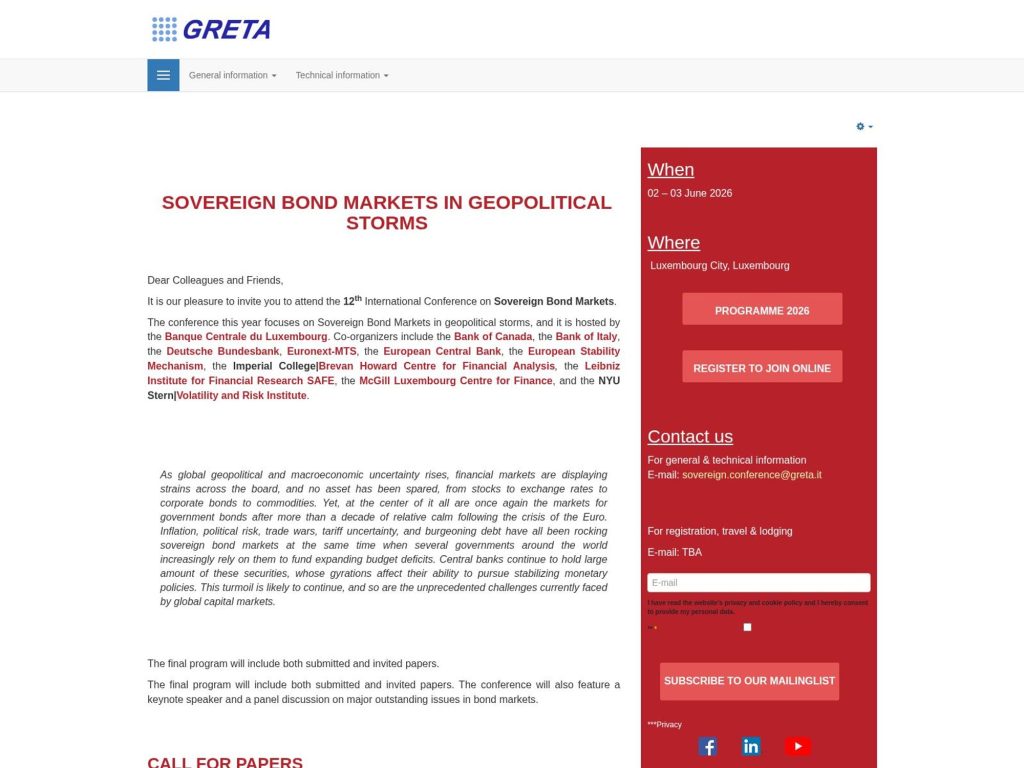 12th International Conference on Sovereign Bond Markets in Geopolitical Storms website