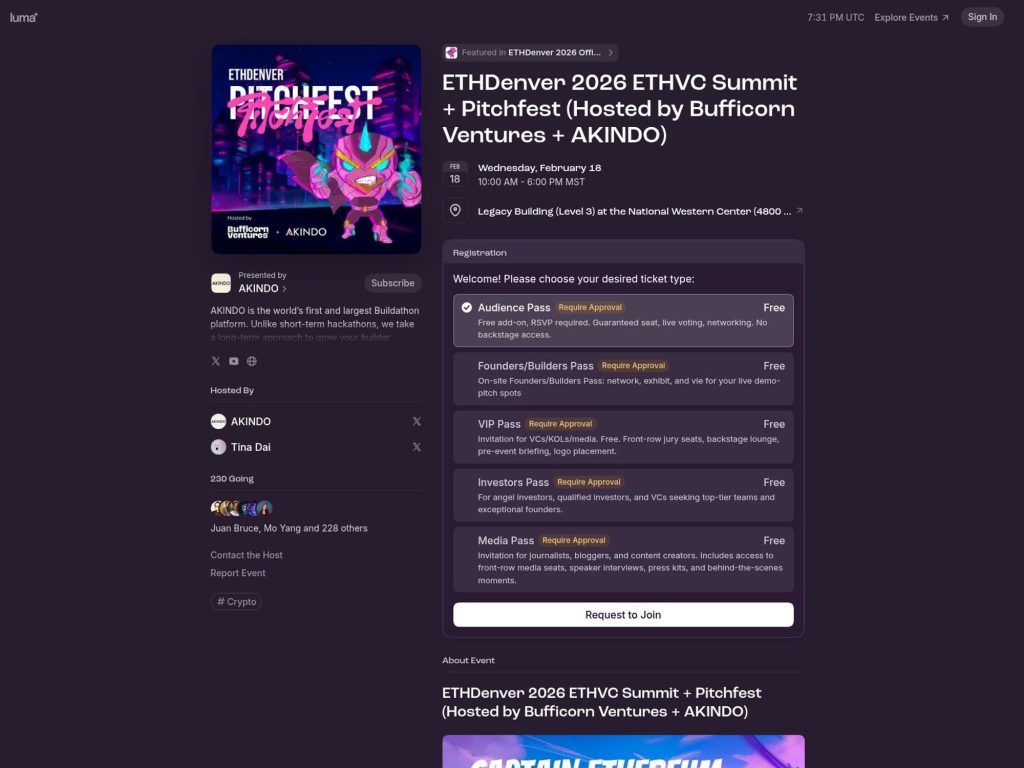 2026 ETHVC Summit + Pitchfest website