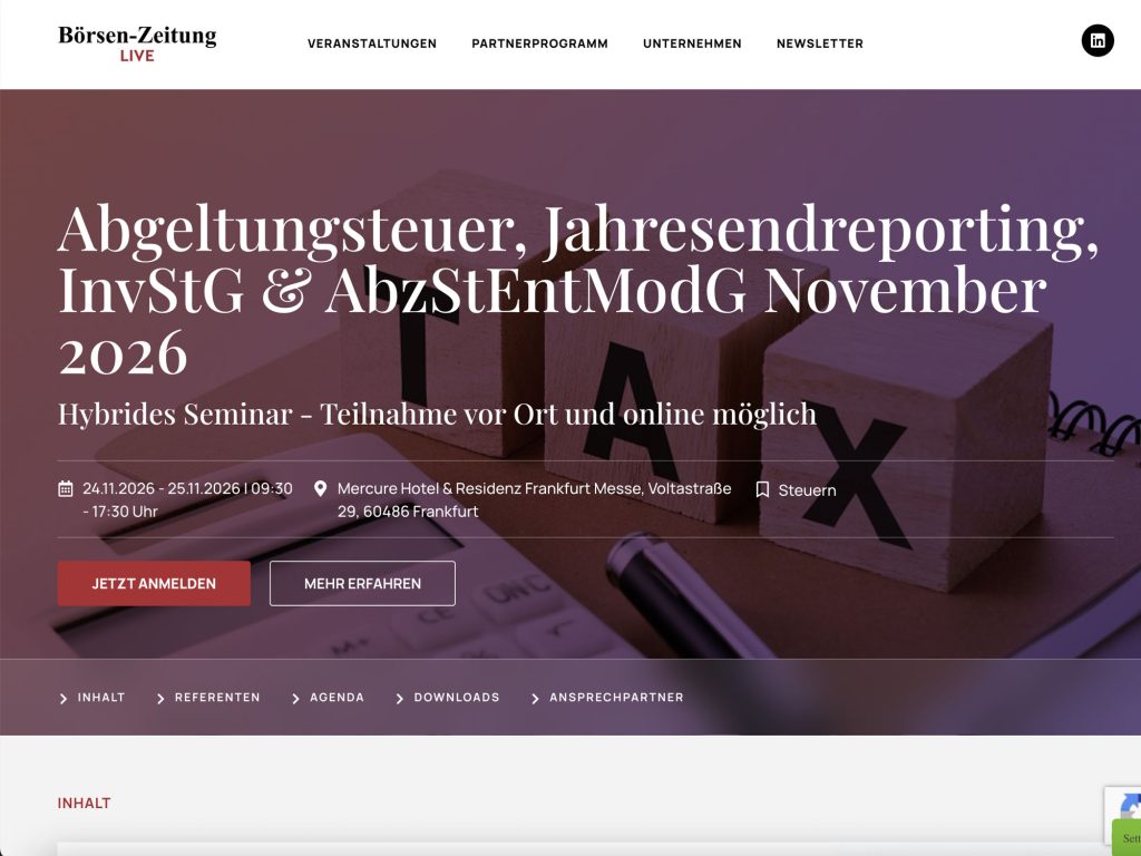 Abgeltungsteuer, Jahresendreporting, InvStG & AbzStEntModG November 2026 website