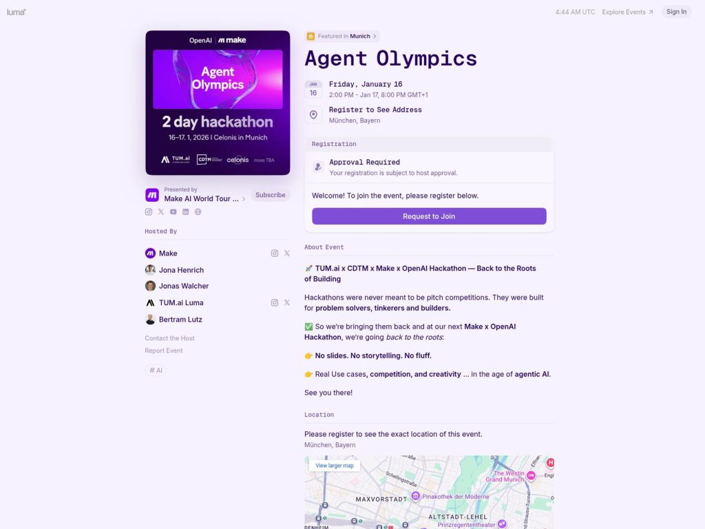 Agent Olympics - ​🚀 TUM.ai x CDTM x Make x OpenAI Hackathon — Back to the Roots of Building - Event screenshot
