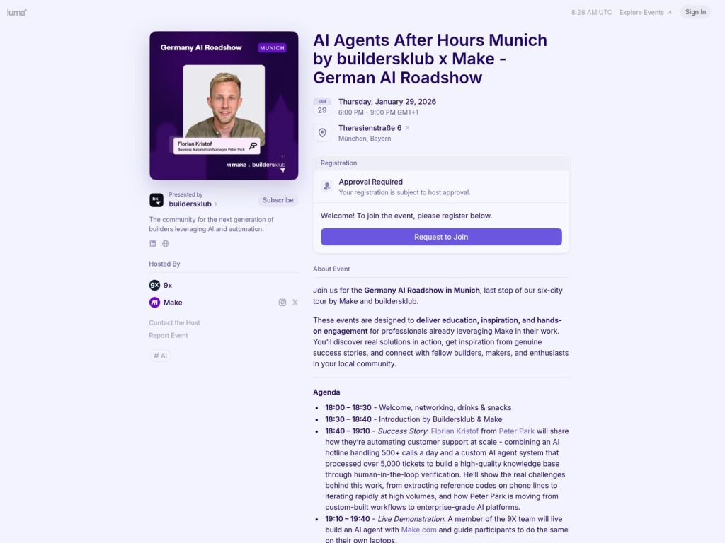 AI Agents After Hours Munich by buildersklub x Make - German AI Roadshow image