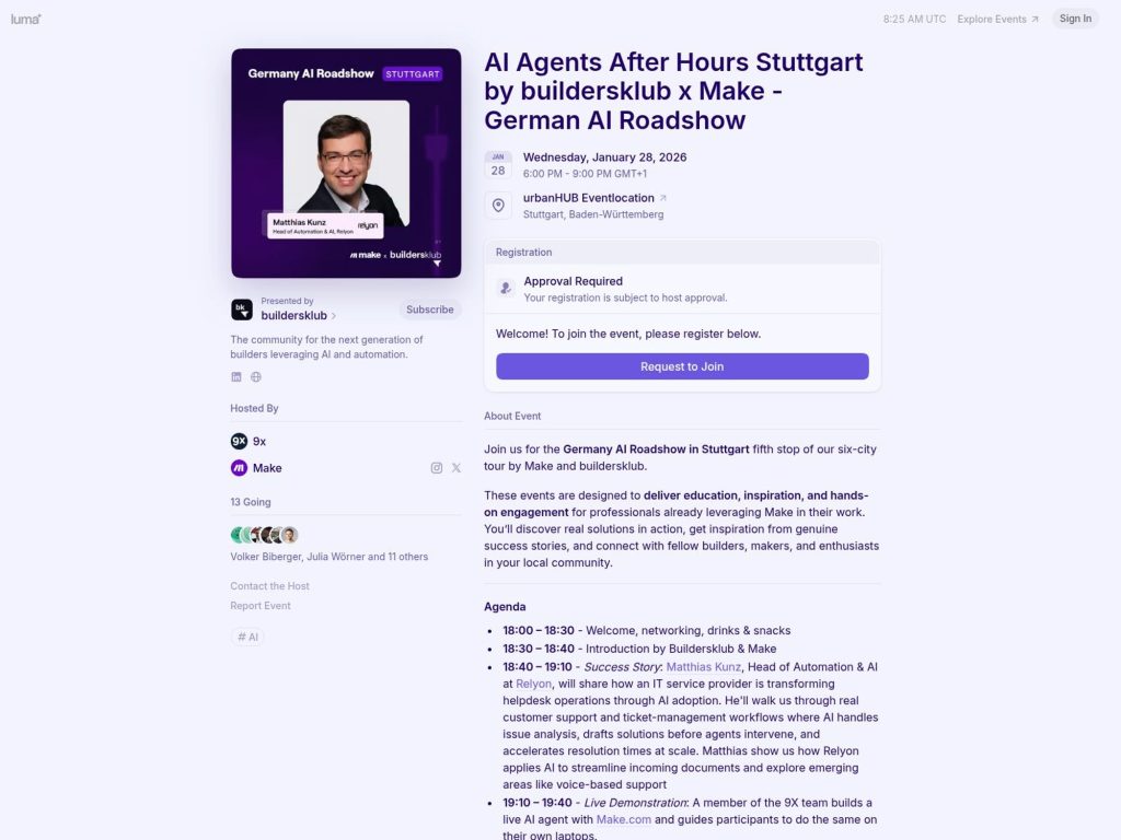 AI Agents After Hours Stuttgart by buildersklub x Make - German AI Roadshow image