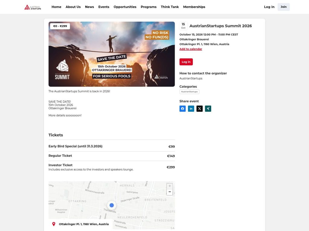 AustrianStartups Summit 2026 website