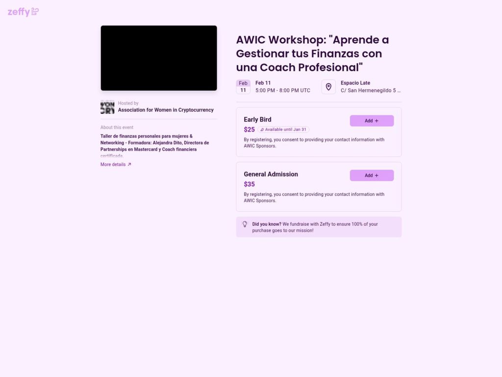 AWIC Workshop: "Aprende a Gestionar tus Finanzas con una Coach Profesional" website